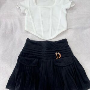 White Top and Black Skirt Set
